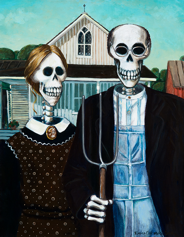 Skulls Hoodie Skeleton Gothic House in Eldon Parody Of American Painting